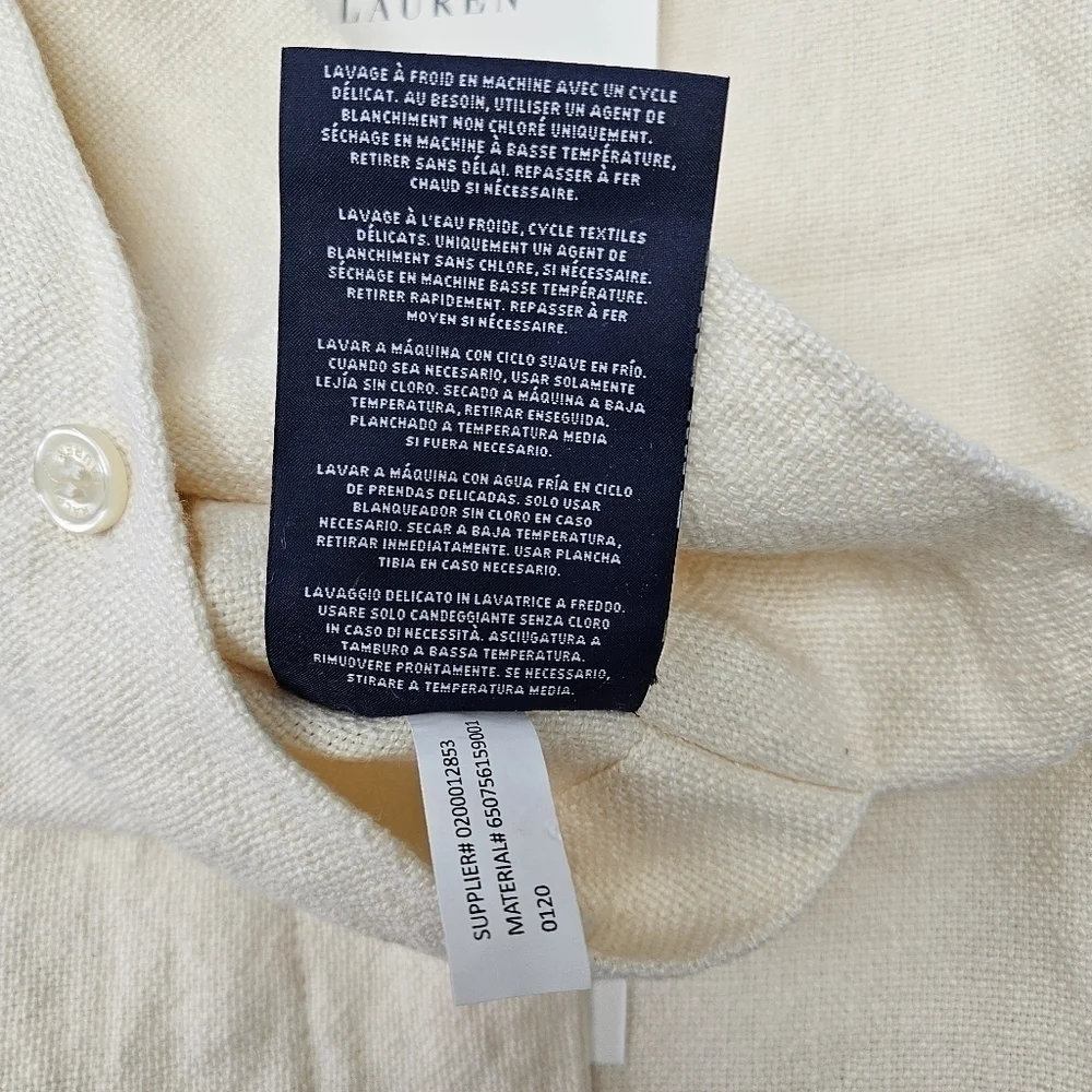 Ralph Lauren Standard Sham Foley Cream Linen 20 x 28 Neutral Natural Bedding